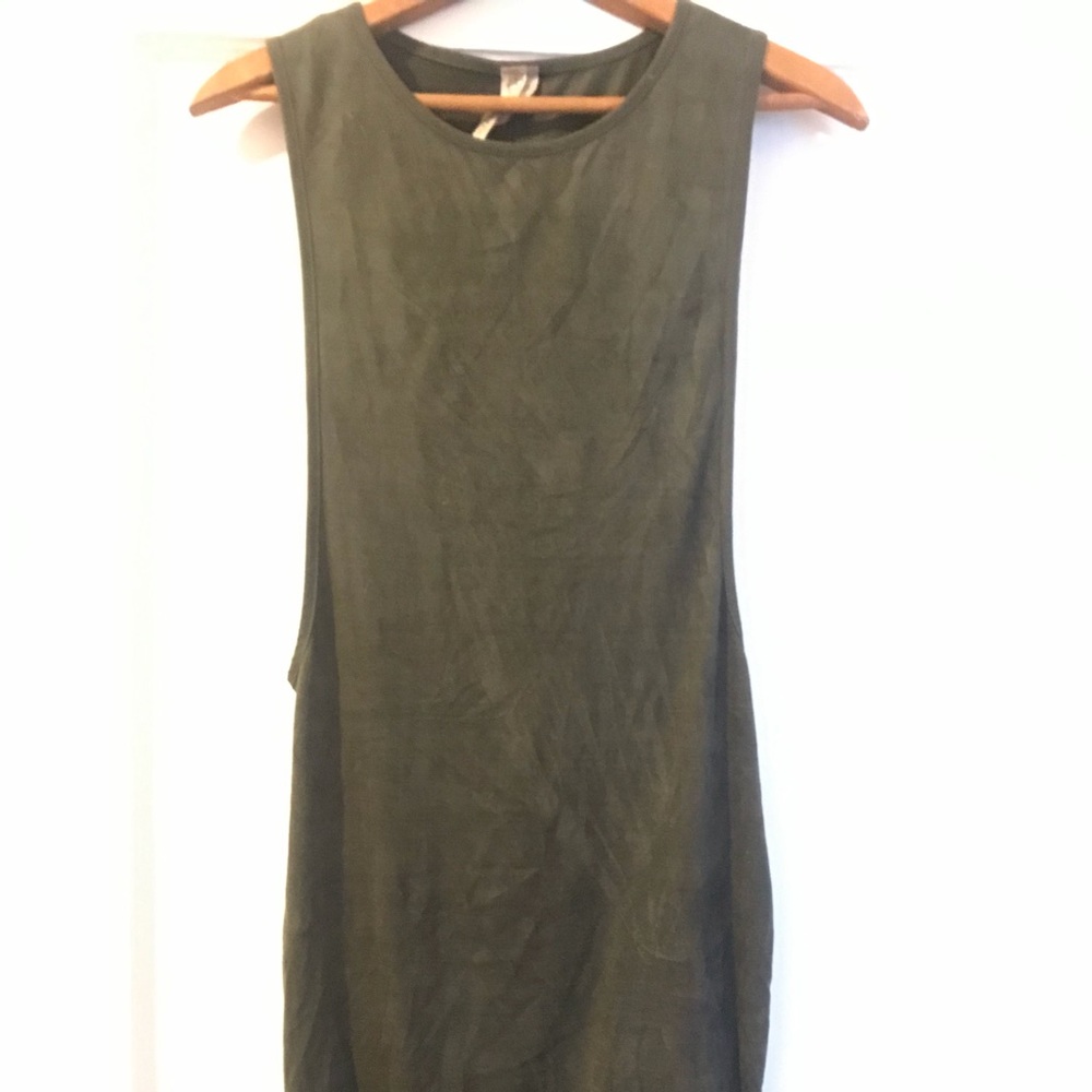 Olive green suede like dress